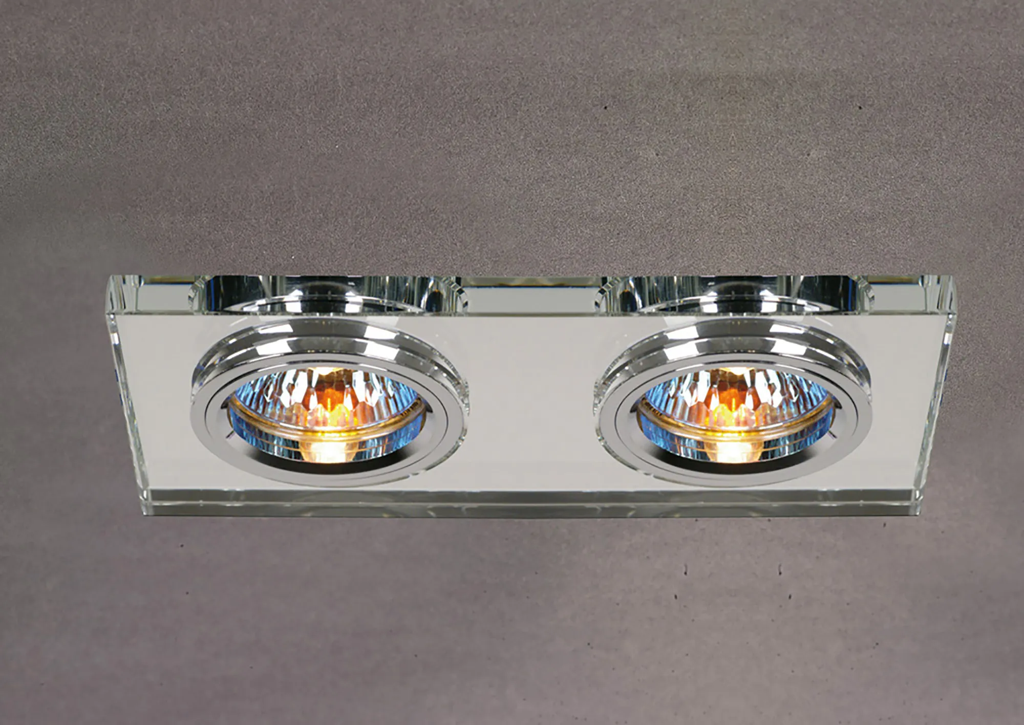 IL30807CH  Crystal Dual Head Downlight Rectangle Rim Only Clear